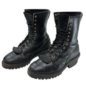 RED WING Logger Vintage Men Size 8.5 Black Leather Mid Calf Boot Lug Sole Kilte